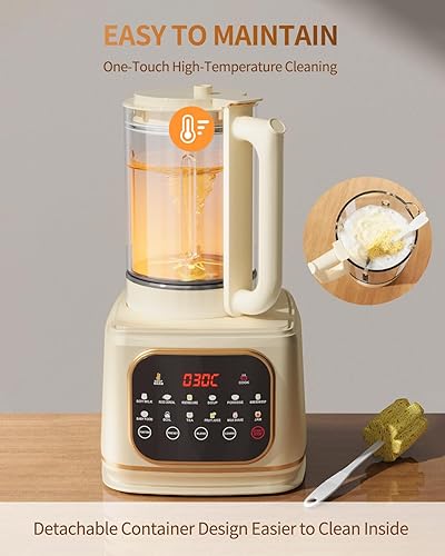 Miniatura 8 de Batidora de cocina silenciosa multifuncional 13 en 1 con escudo insonorizado  60 oz1.75 L  Preset 24 horas y aislamiento 6H  Caliente y fría  Hace