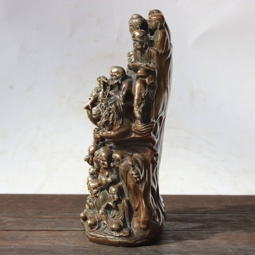 Amazon｜19cm 真鍮製須弥山十八羅漢と如来仏像、手彫りの固体