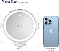 Vista 5 de Snowflakes - Espejo de maquillaje iluminado con 10 aumentos, ventosas y giro de 360°, control táctil, 3 modos de luz, ideal para el hogar, tocador