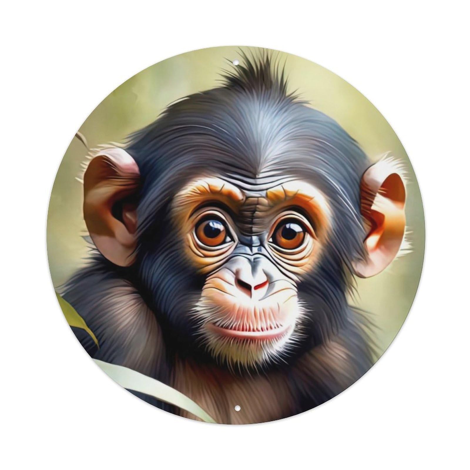 Animal Artwork Curious Little Monkey Vintage Metal Tin Sign Plaque Wall Decor for Cafe, Club Bar, Office, Garden Metal Poster 8x8Inch