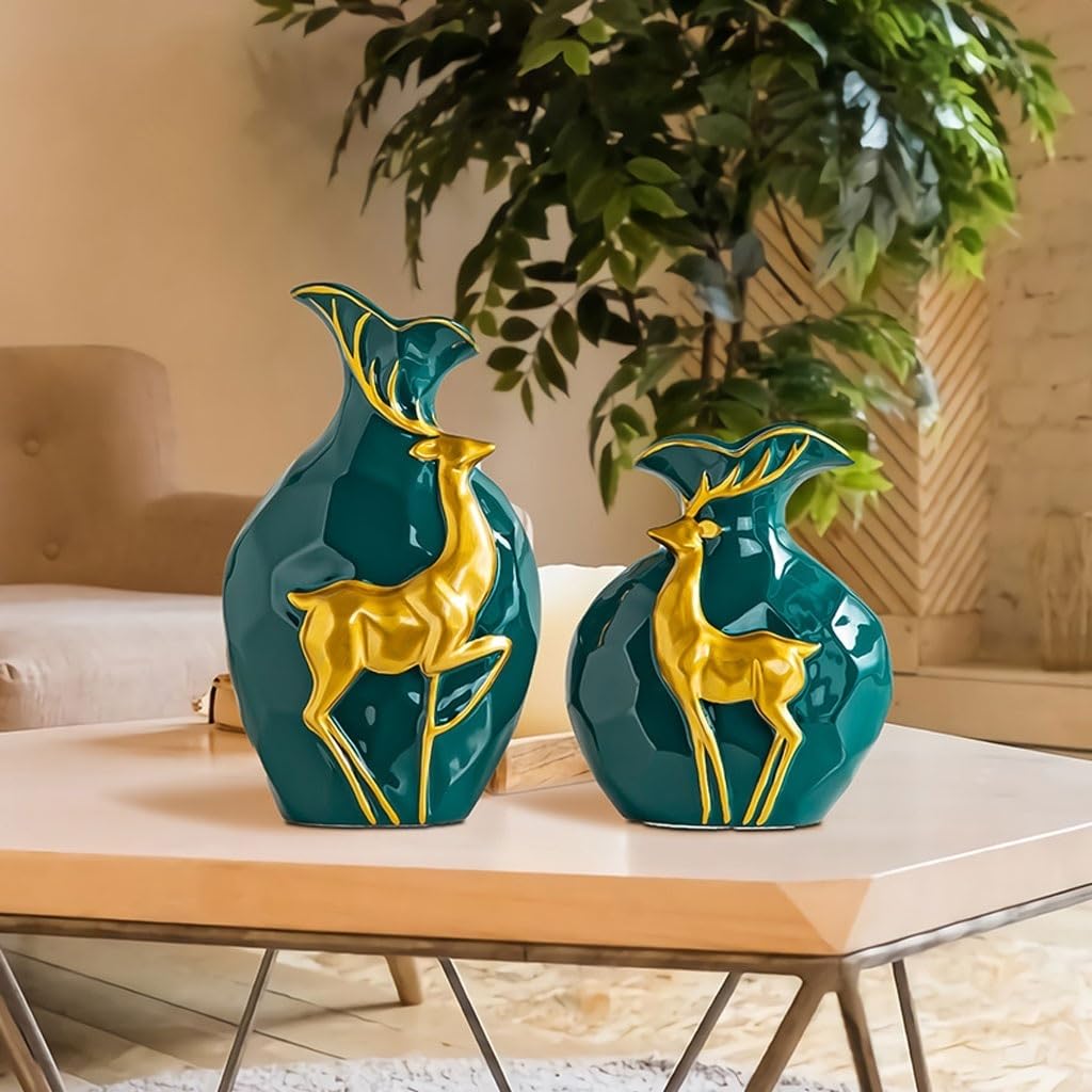 Accueil Vases Vase en céramique cerf doré Moderne, décoration de Maison Simple, Salon, Meuble TV, Armoire à vin, Table, Arrangement Floral Décor intérieur