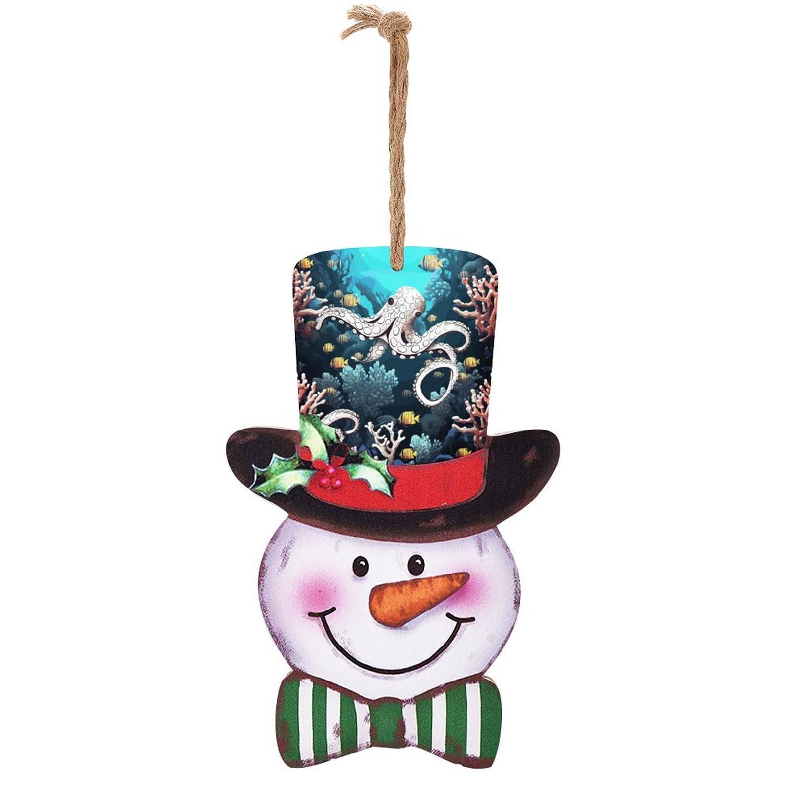 Marine Life Snowman Decor Christmas Snowmans Hanging Decors Wooden Exquisite Holiday Decoration Sign for Home Window Wall Farmhouse Indoor Outdoo
