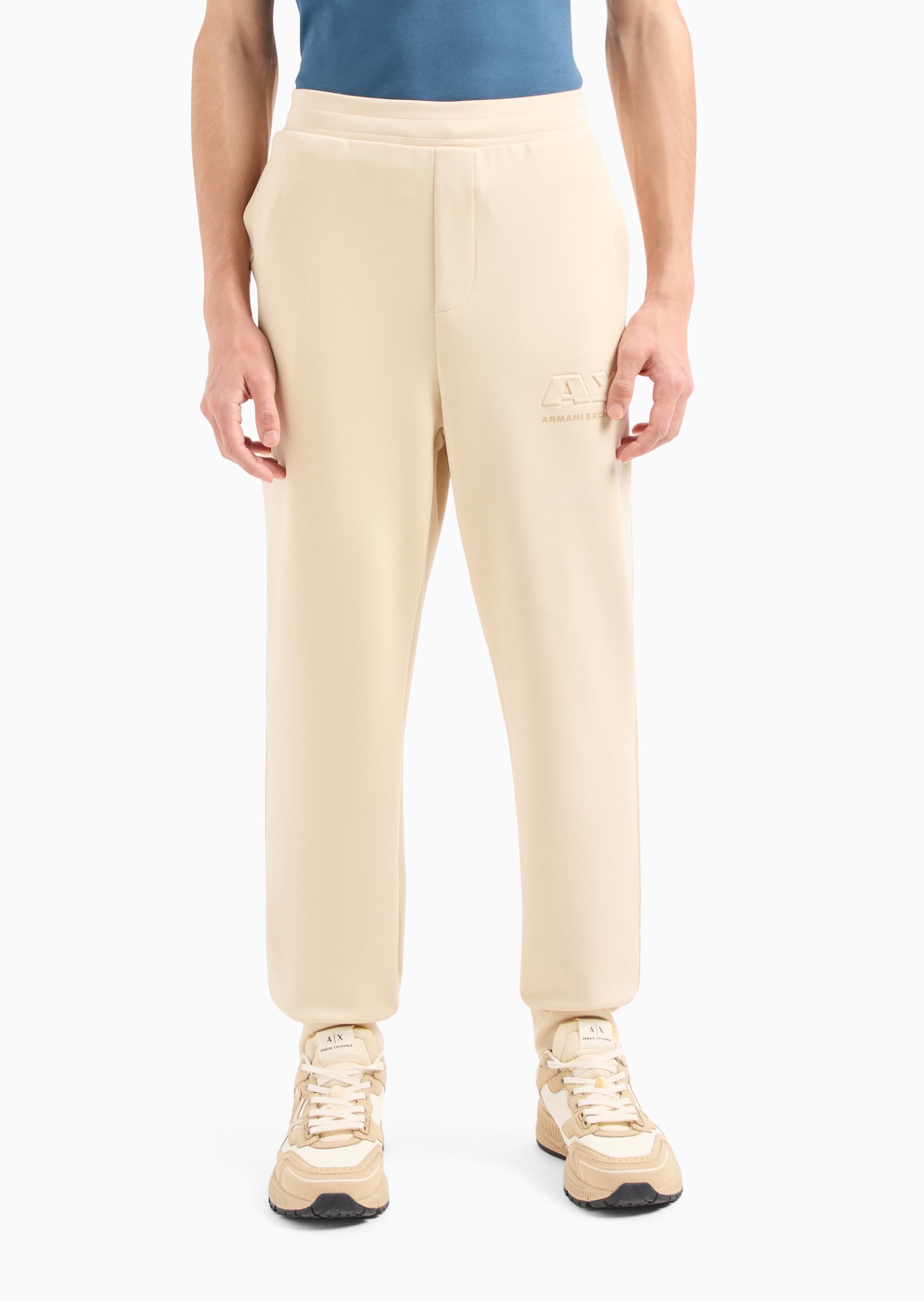 Armani Exchange Mens A x Embossed Logo Fleece Trouser Pants