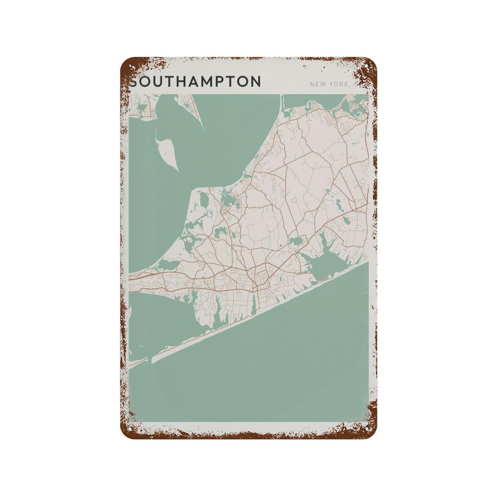 xiaoxiaoshen Southampton Map New York Travel Gift Scandi Wall Decor Art Metal Tin Poster Modern Home Decor Art Home Bar Shop Decorations Vintage Sign 30x20cm