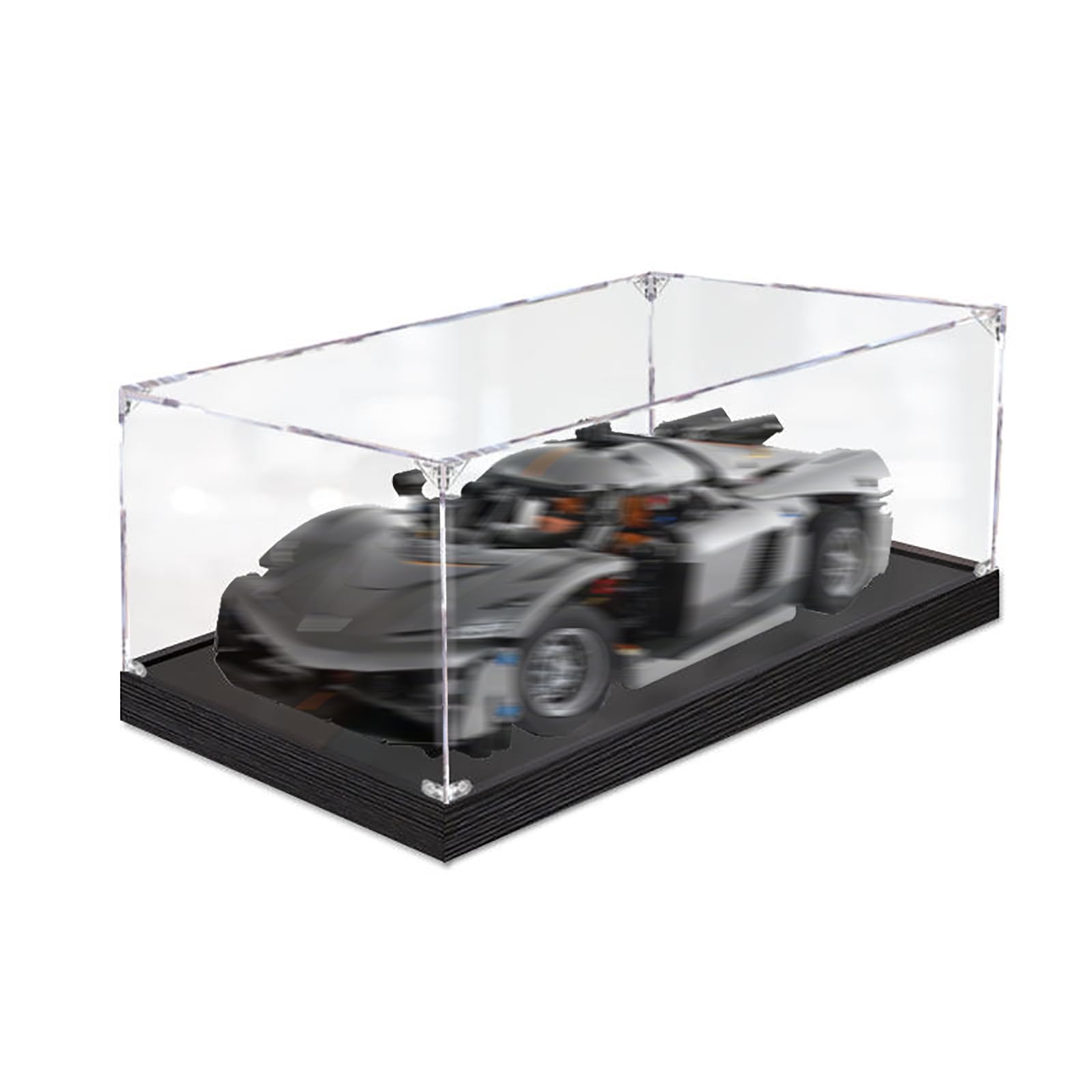 Akrylowa gablota do modelu Supercar GO 42173 - przezroczysta i pyłoszczelna obudowa do prezentacji i przechowywania do kolekcjonerskich modeli konstrukcyjnych (czarny-2mm)