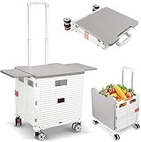 Vista 20 de Carrito de utilidad plegable, cajón portátil plegable, carritos rodantes con ruedas, cesta de transporte con tapa magnética, cubierta telescópica