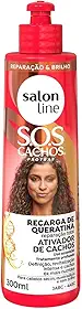 Salon Line, Ativador de Cachos, SOS Cachos, Recarga de Queratina, Vegano - Para Cabelos Cacheados e Crespos, 300ml