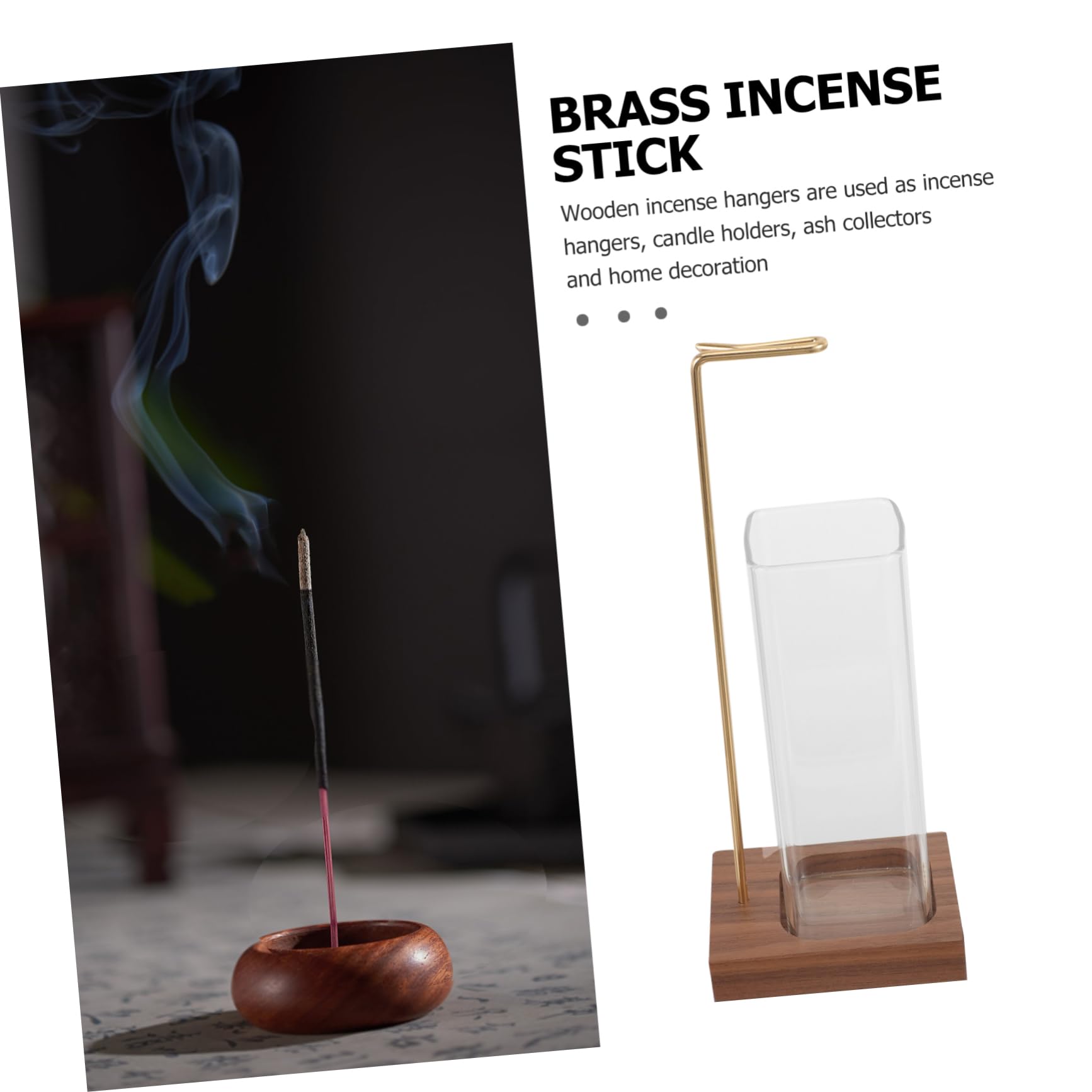 Amosfun Porta Incenso In Legno E Metallo - Bruciatore Per Coni, Aromaterapia, Decorazione Zen 7x7x11 Cm