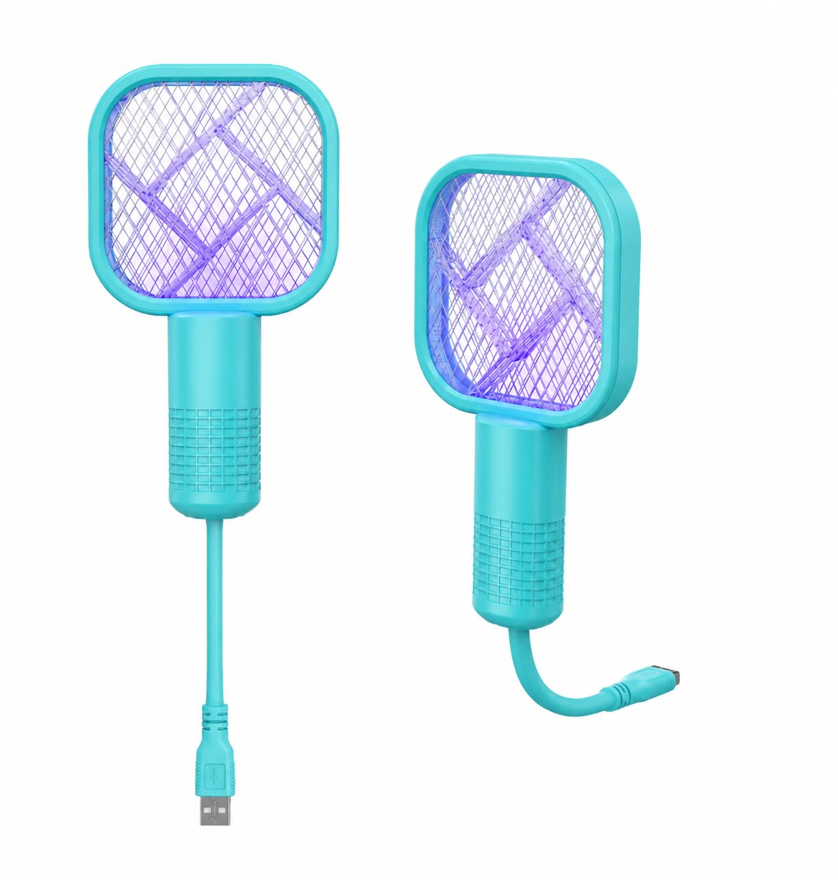 Mini Mosquito Killer Bat & Lamp 2-in-1 Electric Fly Swatter (Turquoise) | USB Rechargeable, UV Light Trap, Handheld Racket, Indoor Use, Wall Plug-In-image-23