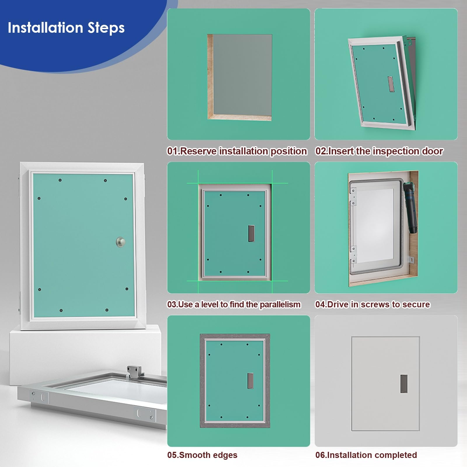 Trampilla De Registro Pladur Puertas Acceso,Puerta De Inspección Exterior,Genérico Panel De Acceso,Con Mango Redondo E Interruptor Magnético,para Servicio De Plomería Empotrada