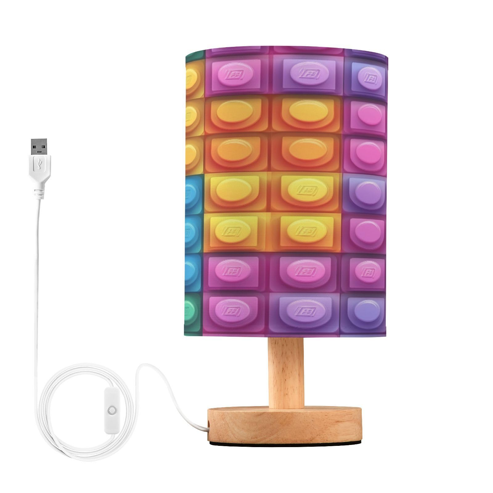 Ttgoth A Brick Texture Bedside Table Lamp For Bedroom Small Nightstand Lamp Led Desk Lamp With Usb Ports Nd Fabric Shade For Living Room, Dorm, Home, Office