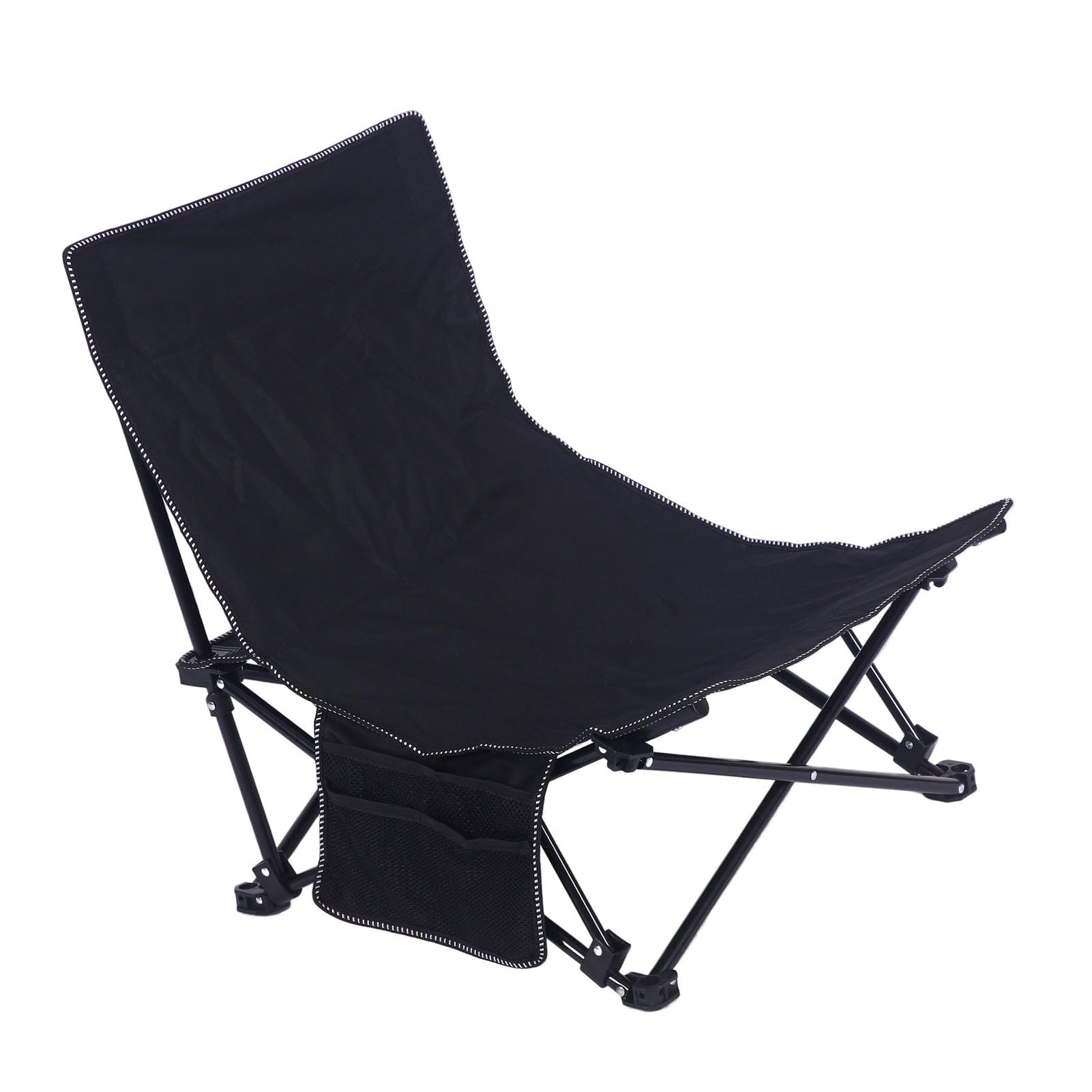 Krzesło Plażowe z Regulowanym Oparciem, Lekkie, Składane (BLACK)