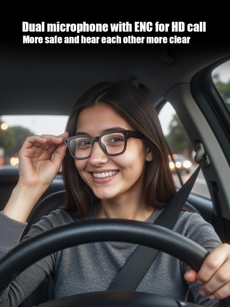 ZXQ Smart AI Camera Sunglasses, Black Frame with Dark Lenses, Digital Recording Eyewear for Photos and Videos