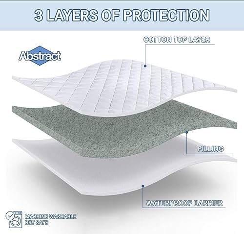 Miniatura 13 de Abstract Cubrecolchón tamaño individual, acolchado, con bolsillos profundos y transpirables, refrescantes, de algodón suave, transpirable,