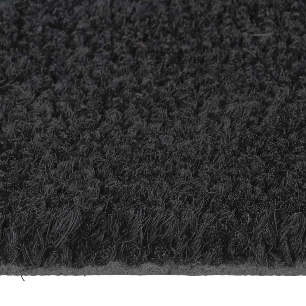 Felpudo negro semicircular 40 x 60 cm fibra de coco con base antideslizante de PVC para interior y exterior, felpudo como rascador para entrada, pasillo, terraza y jardín