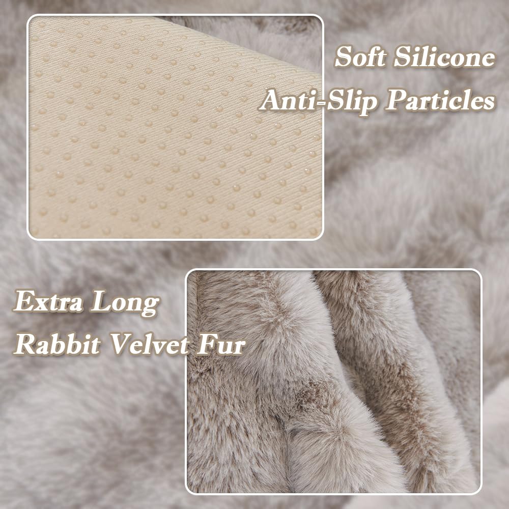 NUODWELL Thick Rabbit Plush Recliner Chair Cover, Super Soft Faux Fur Armchair Slipcover - Image 3