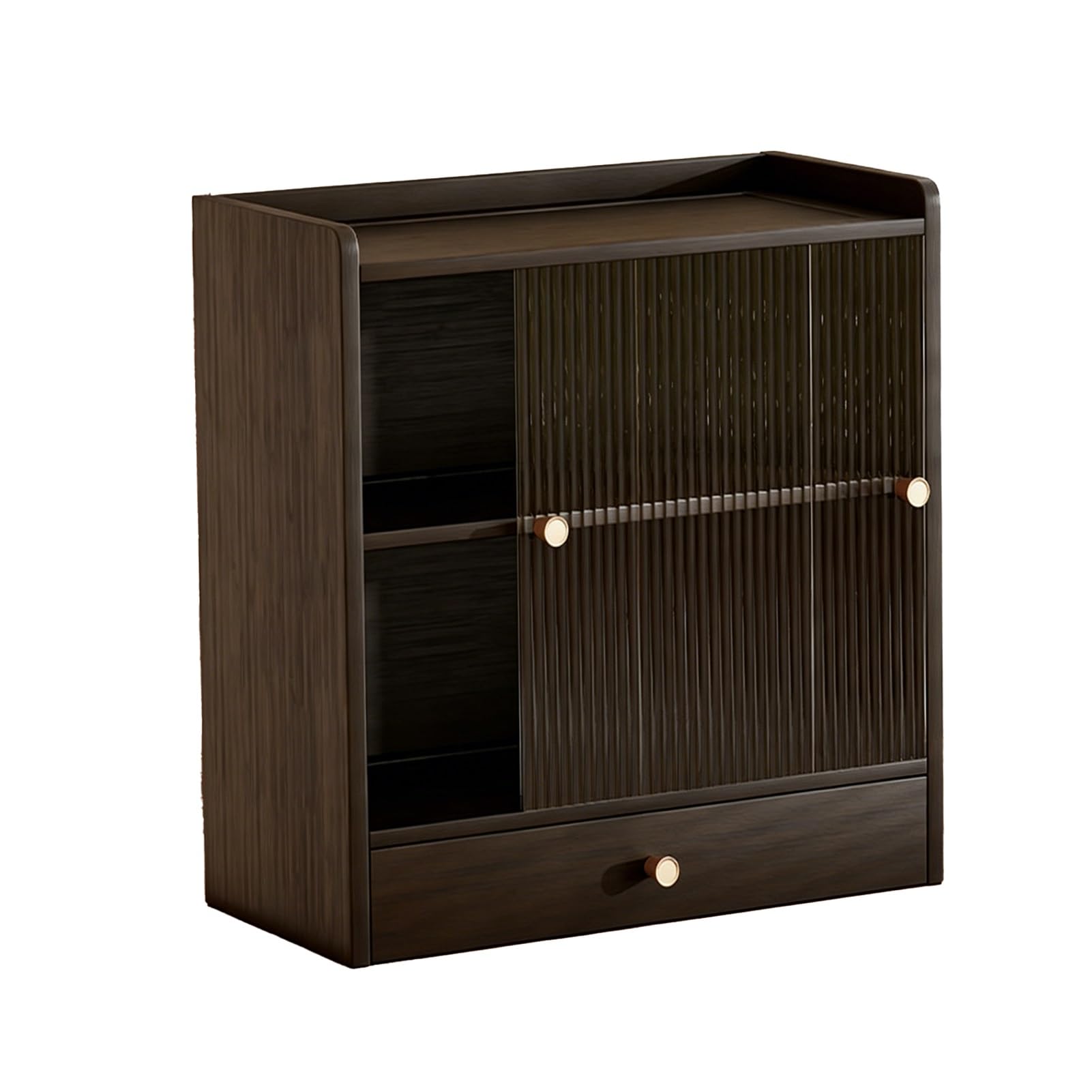 Armario de almacenamiento de encimera con puerta corrediza, organizador de escritorio portátil y cajones para bar en casa y cafetería, solución de almacenamiento funcional y elegante