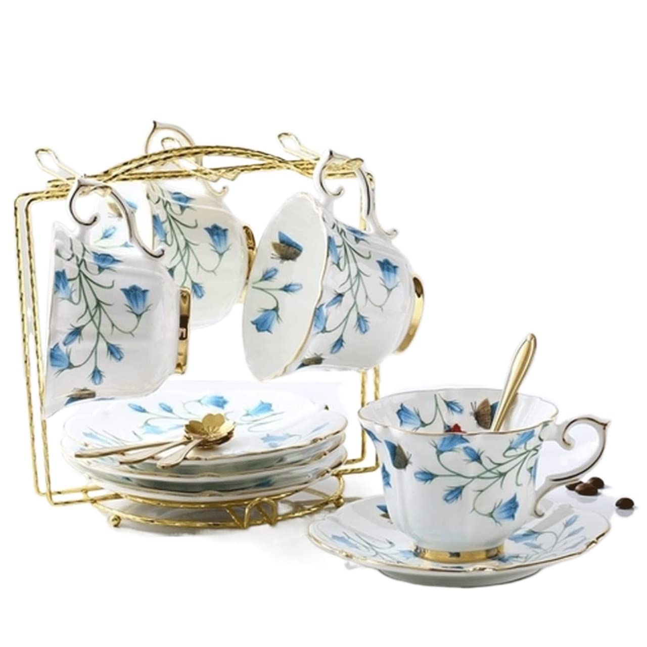 YNIYUJKL Bone China Afternoon Tea Cup Ceramic Coffee Cup Elegant Flower Tea Cup Saucer Delivery Rack