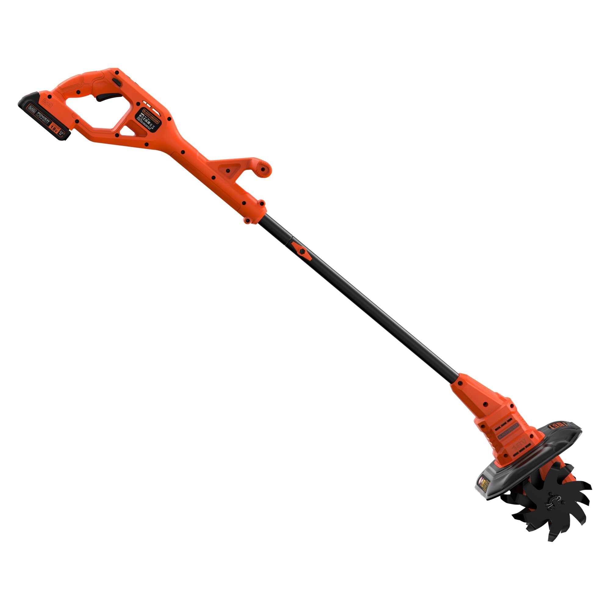 BLACK+DECKER BETL1820L-QW Motoazada con Batería de Litio de 18 V y 2 Ah, Aradora, Motocultor, 2 Velocidades 270/300rpm, 4 Hojas de Acero, 6 Puntas en Cada Hoja, 16 cm de Diámetro