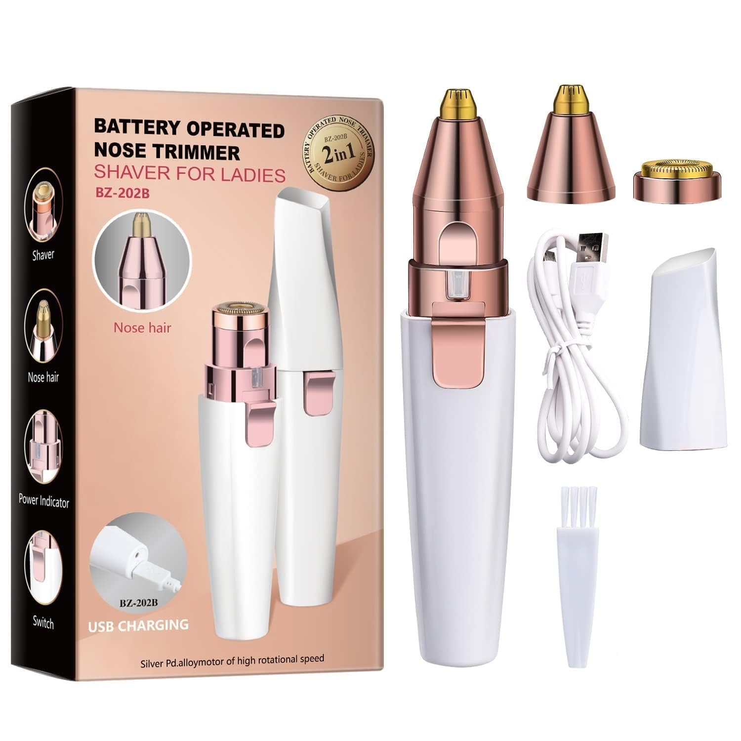 Eyebrow Trimmer Rechargeable, 2 In 1 Electric Eyebrow Shaver, Lip, Nose, Facial Hair Razor Multifunctional Eyebrow Remover With Built-In Led Light For Women Men, White (B0CP9FBSTW) Amazon Price History, Amazon Price Tracker