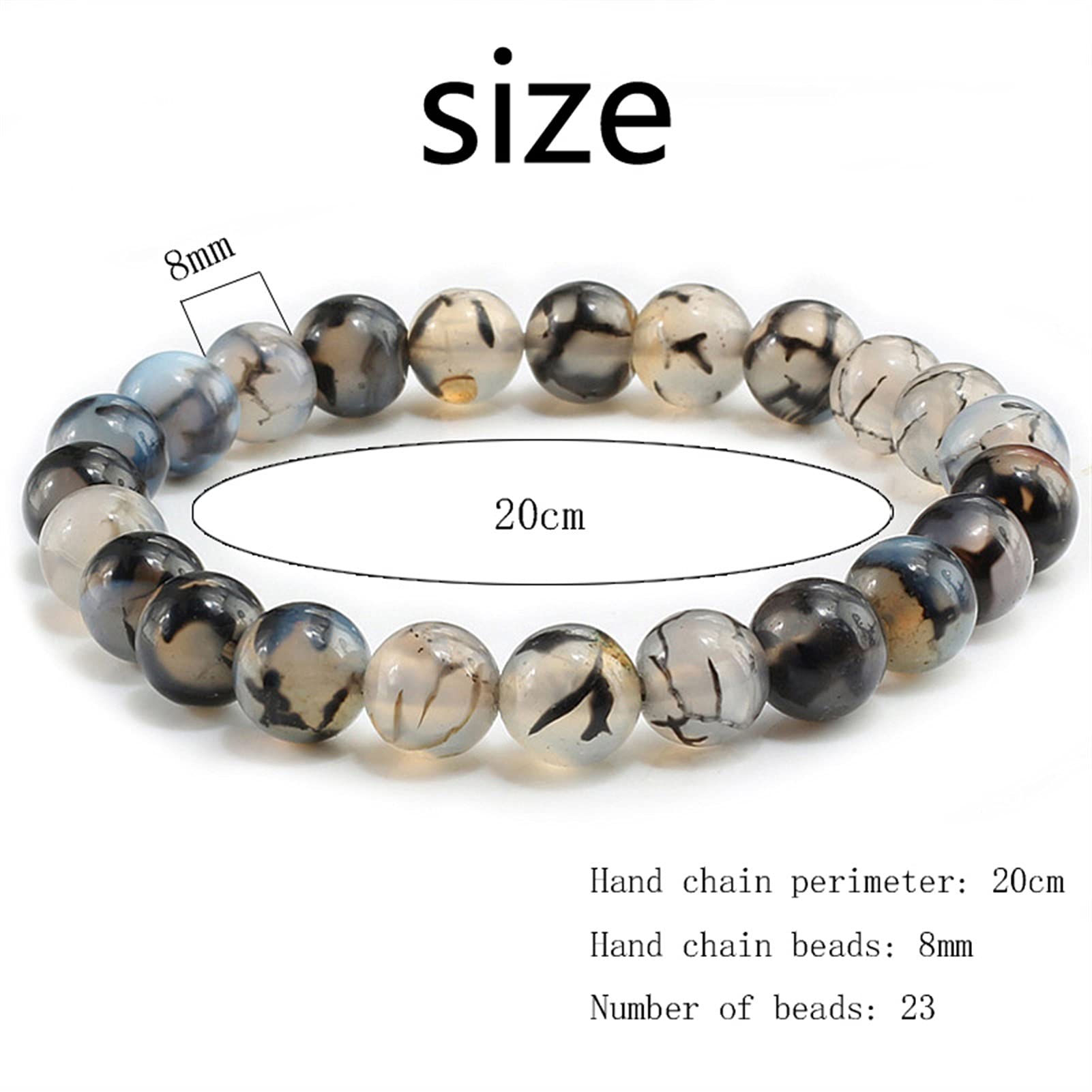 Naturstein-Armband, modisch, 8 mm, Naturstein-Armbänder, Armreifen für Damen und Herren, Schwarze Perlen, Stretch-Schmuck, Armband-Schmuck