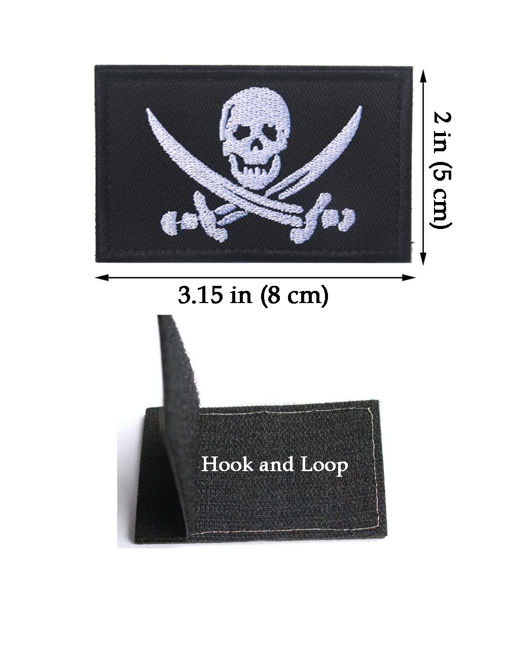 2 PCS AliPlus American Pirate Flag Patches - IR Reflective Jolly Roger Morale Patches With Hook & Loop Backing