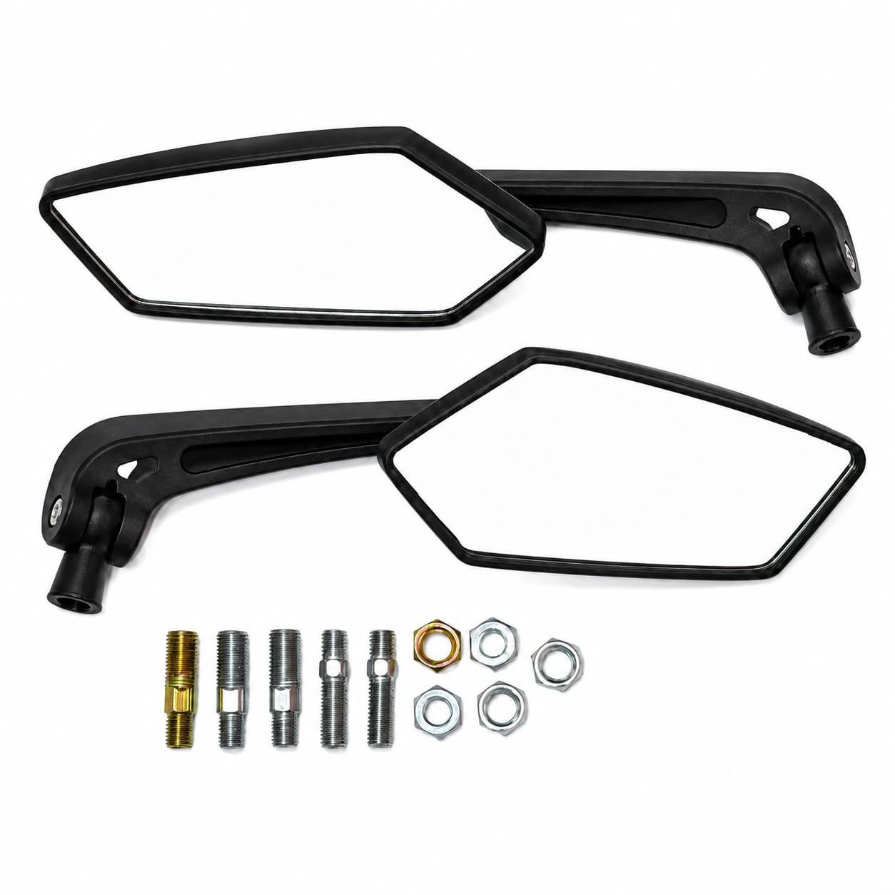 5 Edge Rear View Mirror Universal for All Bikes | Stylish Motorcycle Side Mirror Set for KTM Bajaj Tvs Honda Suzuki Royal Enfield | Modern Racing Sport Look Black Finish-image-33