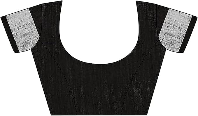 NR Handloom | Women`s Bhagalpuri Blend Linen Slub Saree with Black Pipine Contrast Blouse Piece_Free Size