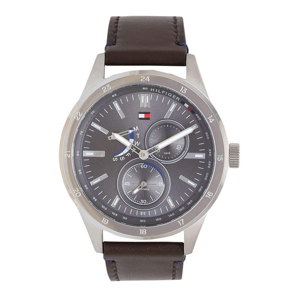 Tommy Hilfiger Multi-Function Grey Dial Mens Chronograph Stainless Steel Band Watch - Th1791637 (Free Size),Brown Band (B08549HT59) Amazon Price History, Amazon Price Tracker
