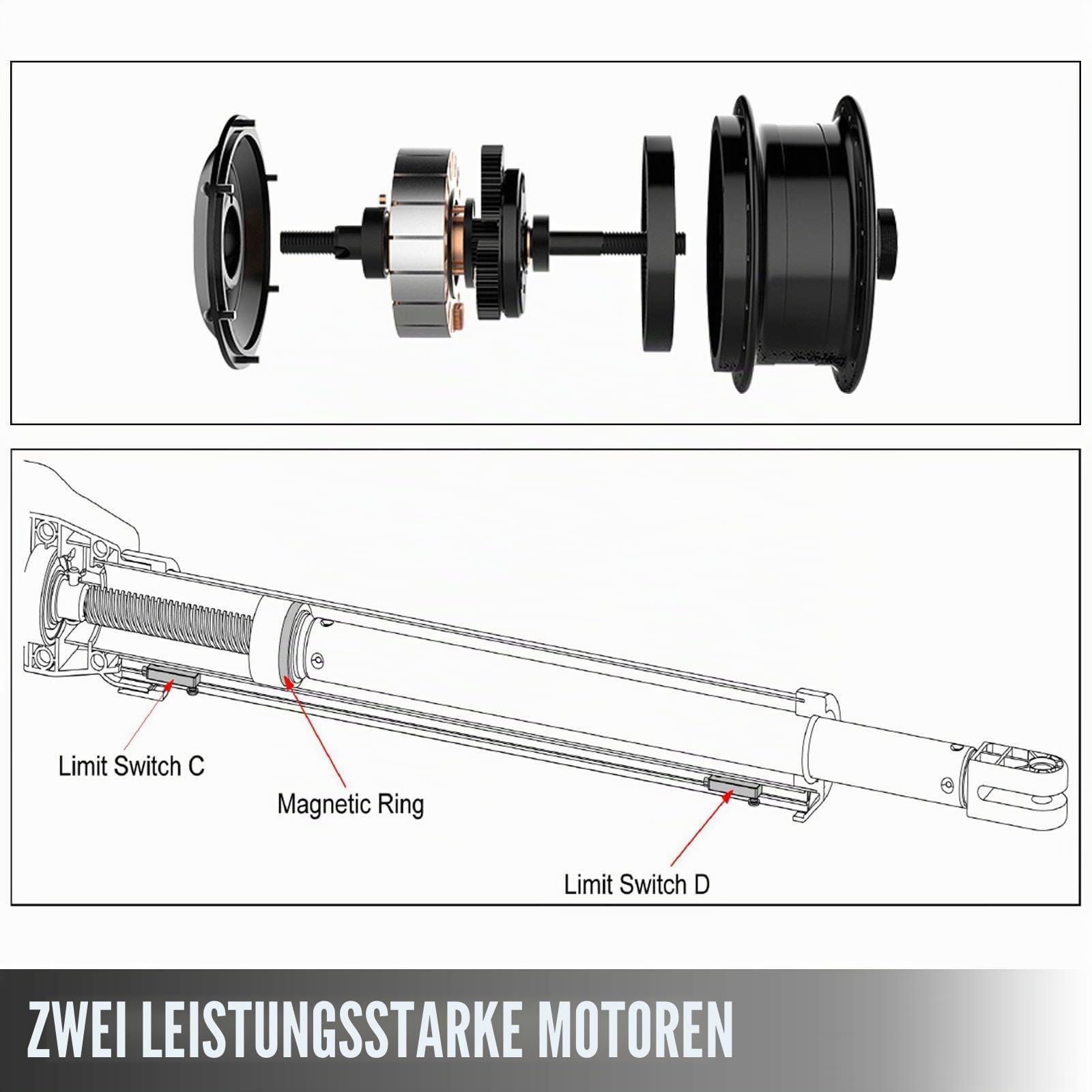 VEVOR Elektrischer automatischer Türöffner, 380 kg Tragkraft, Einzelschwingtüröffner, 5,5 m Länge, 16 mm/s Geschwindigkeit, 80 W, mit Fernbedienung, Türantrieb für Garage schließt Kettenglied