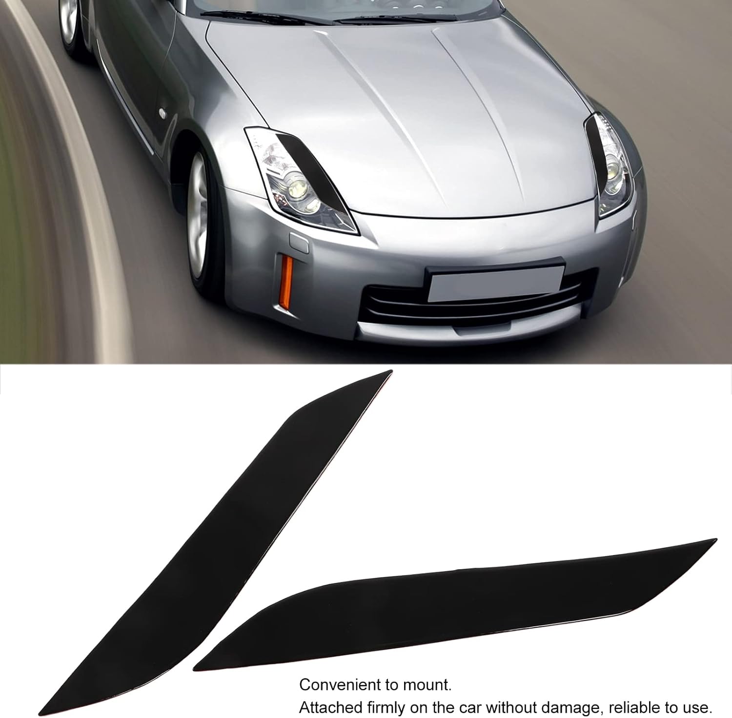 Headlight Eyelid 2pcs Headlight Eyebrow Eyelids Trim Decoration Car Light Eyebrow Compatible with 350Z Z33 2003‑2009