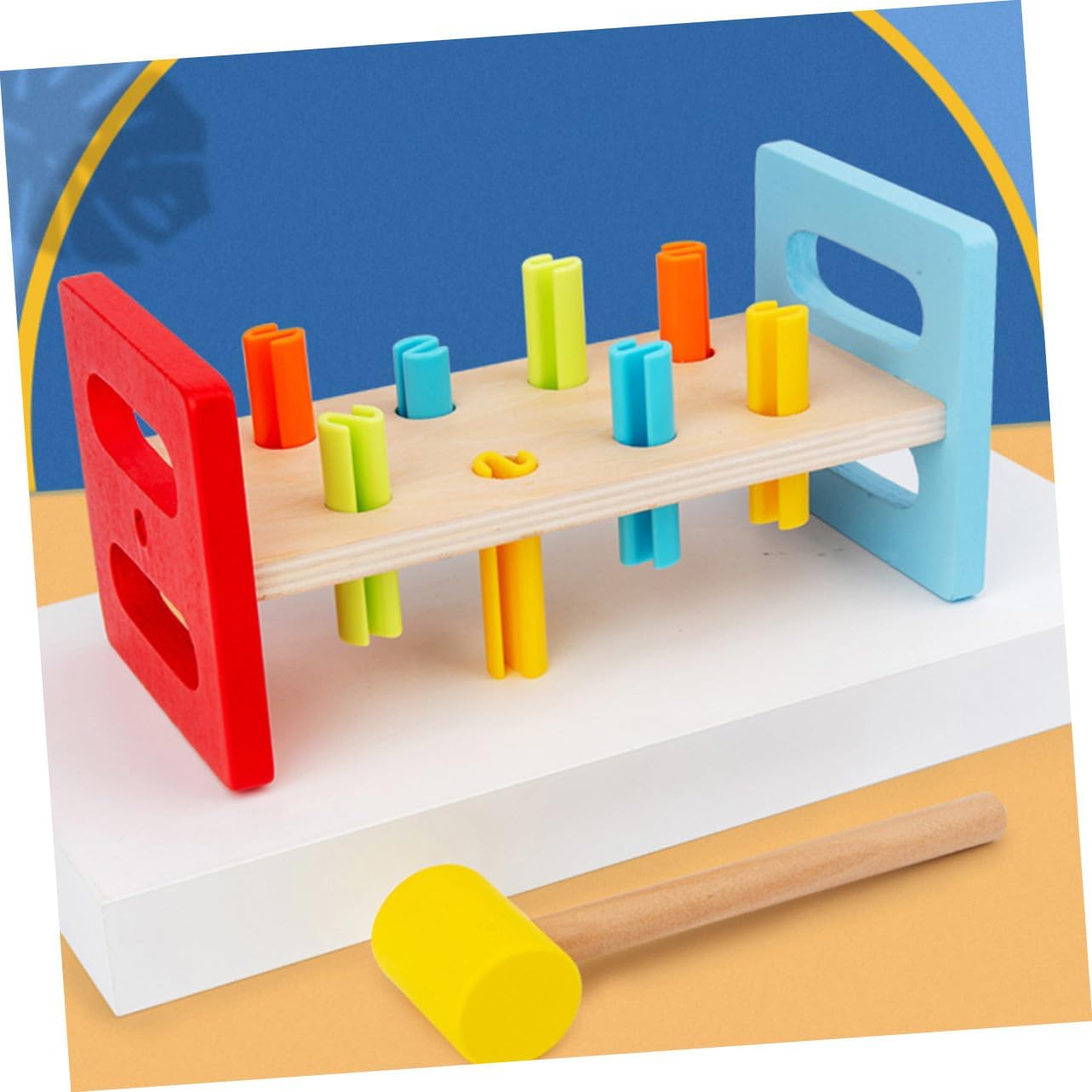 2Pcs Hammer Whacking for Interactive Pounding Bench with Mallet Construction Motor Skill Development Educational Cognitive Play