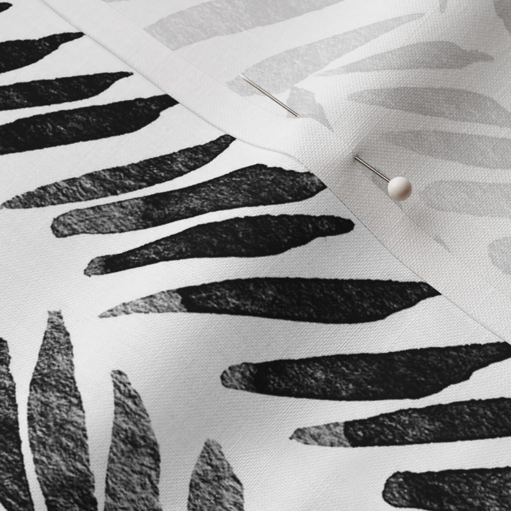 Spoonflower Fabric - Black White Brush Boho Watercolor Feathers Abstract Printed on Petal Signature Cotton Fabric Fat Quarter - Sewing Quilting Apparel Crafts Decor