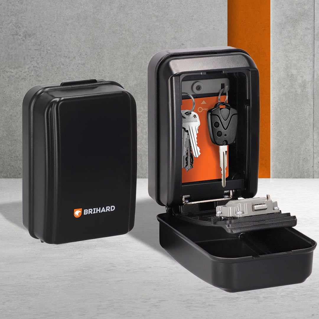 Brihard Key Lock Box (Waterproof cover XL), Black/White