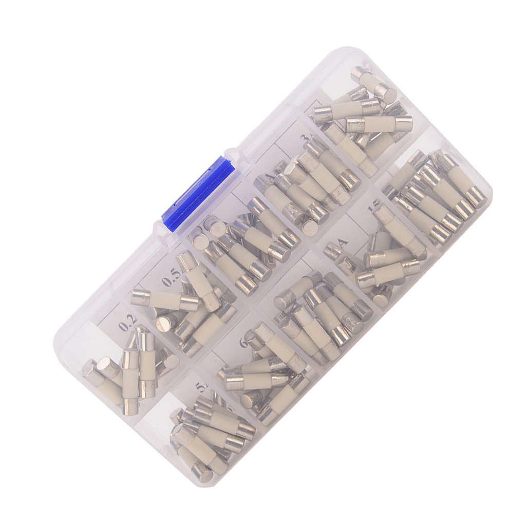 MagiDeal 100 Pieces 5x20mm Ceramic Fuse 0.2A, 0.5A, 1A, 2A, 3A, 5A, 6A, 8A, 10A, 15A for 12V-24V Cars Vehicles-image-43