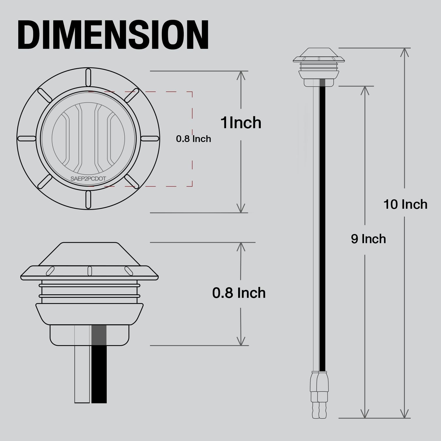 Mua TMH 3/4 Inch Mount 10 Amber 10 Red 3 LED Mini Clearance Side - View #6