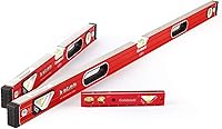 Goldblatt 3-Piece Torpedo Level Set: 9in Lighted, 24in & 48in Aluminum Spirit Levels w/ Verti-Site Vials