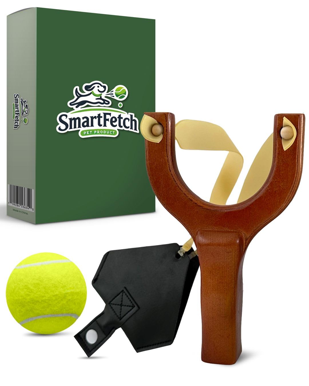 Dog Ball Launcher: Long Distance Fetch Toy, Tennis Ball Launcher Thrower, Pet toys - Slingshot, Brown/Black/Yellow