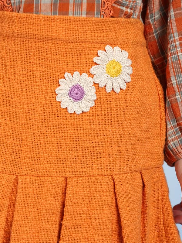 the tribe kids Bobby Girls Solid Pure Cotton Pleated Peplum Mini Skirt(Orange,2-3Y) 2