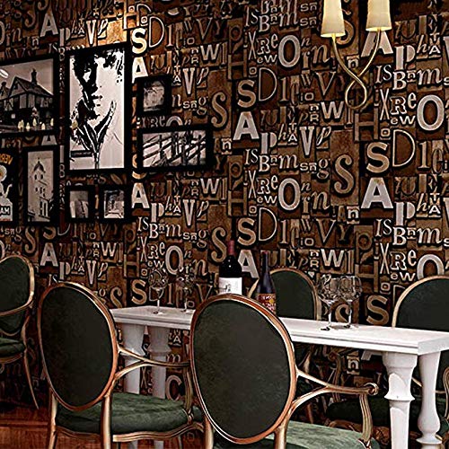 Papier peint lettres 3D vintage rétro pour masquer imperfections mur