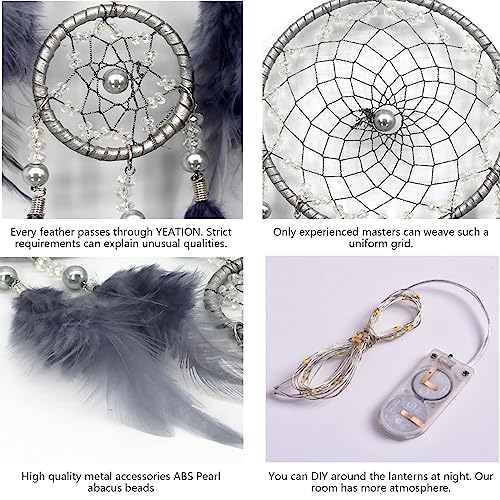 Dream Catchers for Bedroom, Small Dream Catcher Kit Boho Wall Hanging Decor Handmade Dreamcatcher for Art Ornament Gift Wedding Holiday Decorations (Grey) - Image 2