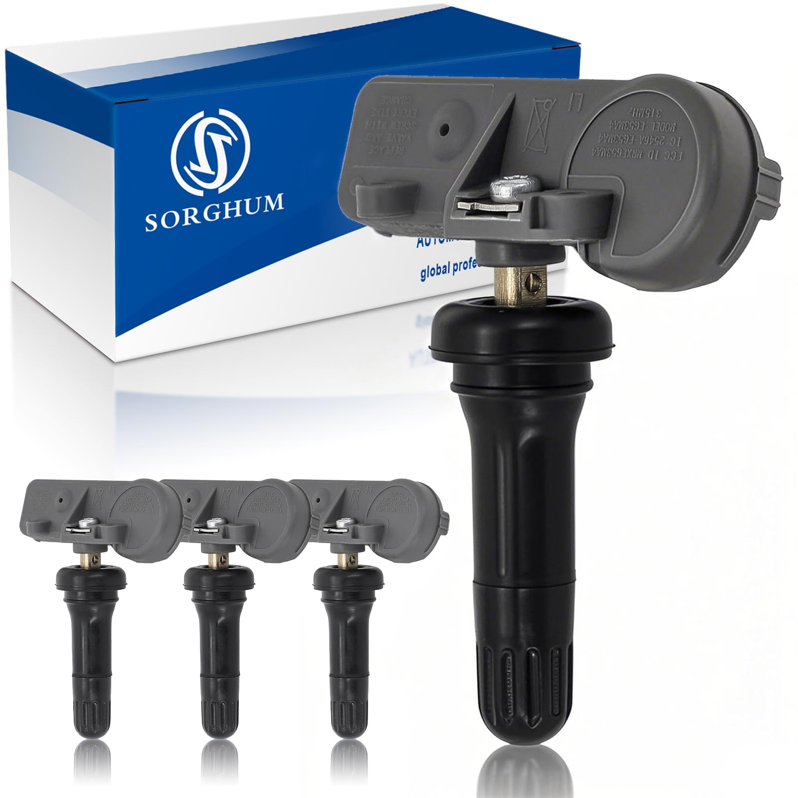 Sorghum Tire Pressure Monitoring System - Pre-Programmed TPMS Sensors 4 Pcs 315MHz Compatible with 2007-2024 Chevrolet Buick GMC Cadillac Replace#