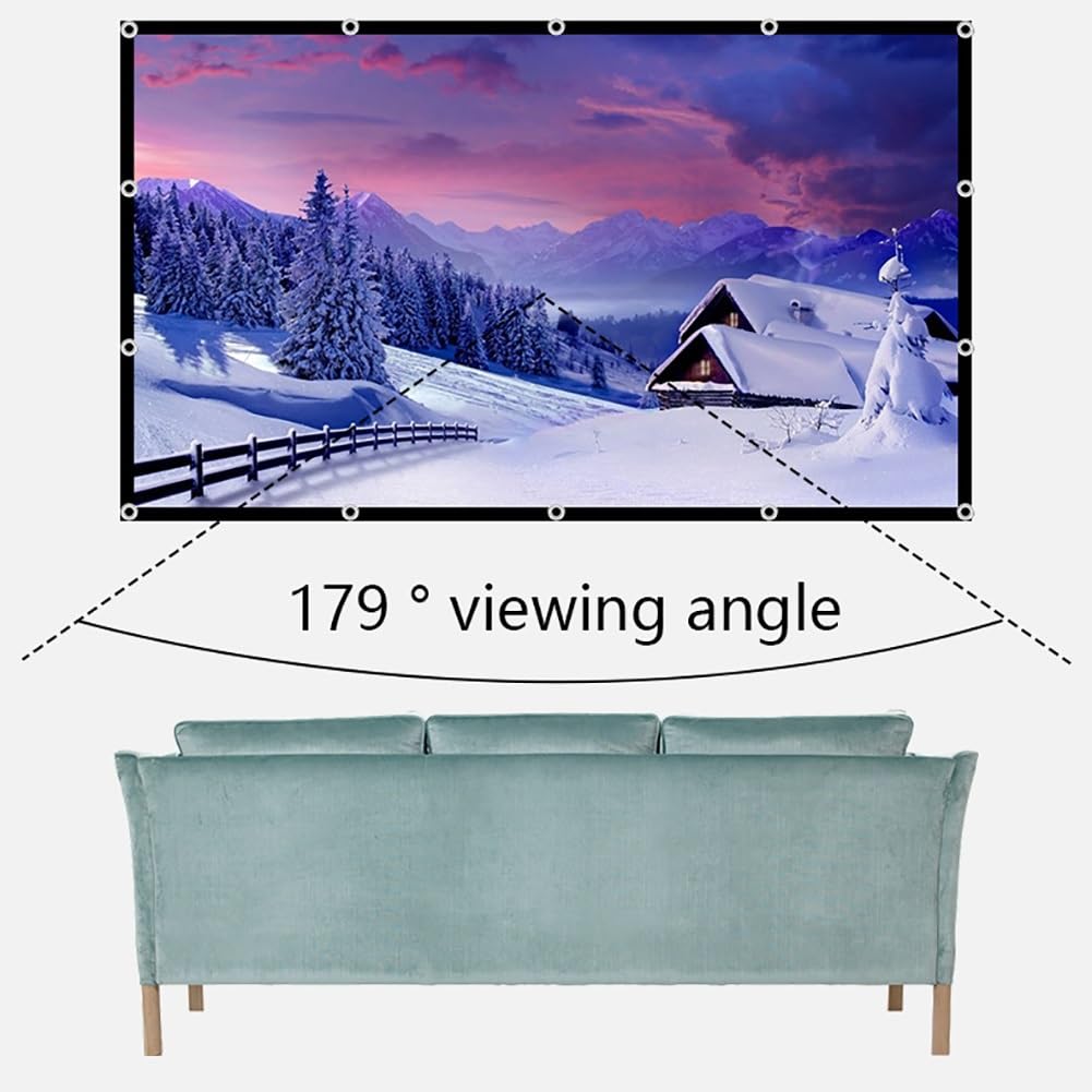 Schermo per proiettore da 180 Pollici, Telo proiettore Portatile Pieghevole Antipiega 16:9 HD per Home Theater Interno ed Esterno