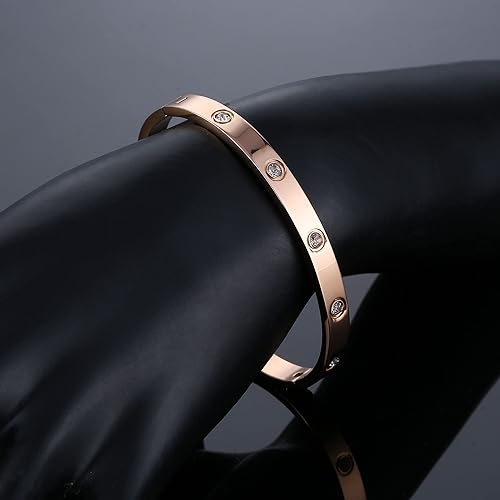 Miniatura 4 de YCSLYW Women's Stainless Steel Bracelet Jewelry Crystal Bracelet With Cube Zircon Hinge Jewelry oval Bangle Witness the Gift of Love