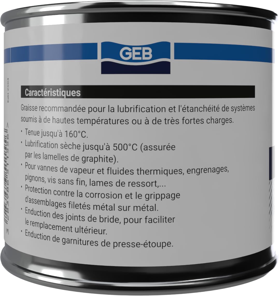 GEB Grasso grafitato per serratura, lubrificazione a secco e sigillatura di sistemi sottoposti ad alta temperatura o carico molto elevato - Vaso 350g