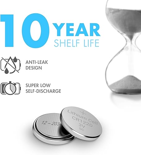 Miniatura 4 de Tenergy Batería de botón de litio CR1220 de 3 V, para llaves de automóvil, relojes, accesorios de cámara, paquete de 10
