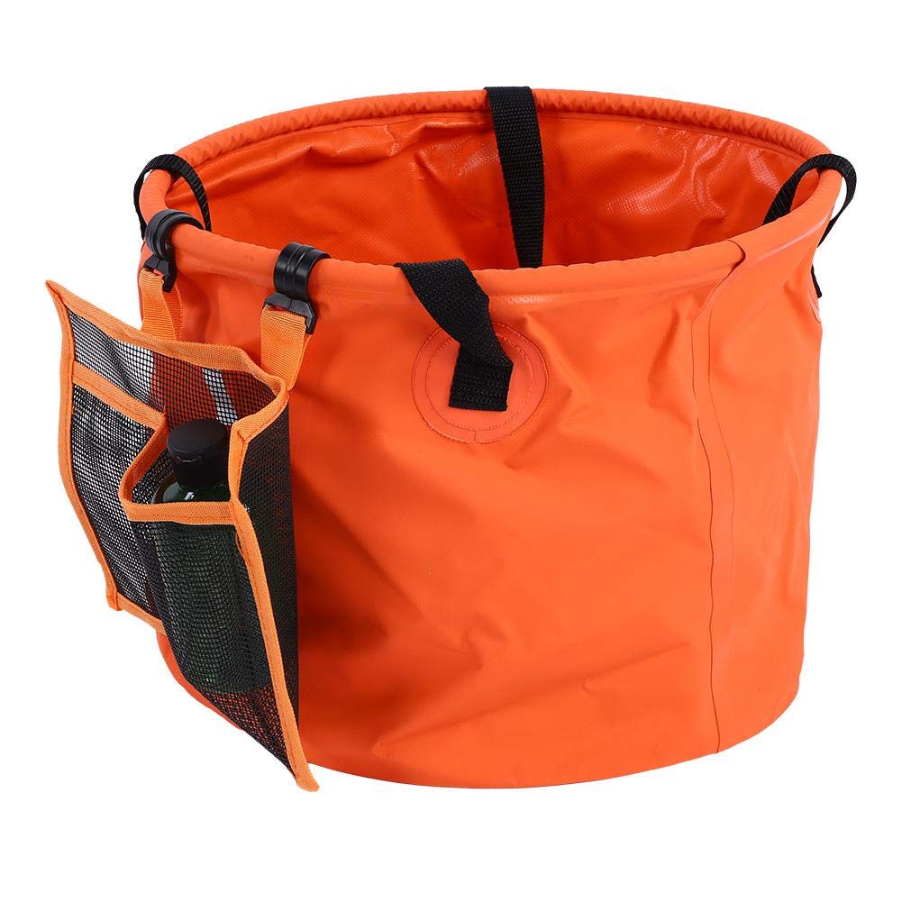 Wakects Secchio Pieghevole 30L per Campeggio, Viaggio e Giardinaggio, Bacinella d'Acqua in PVC con Rete