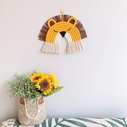 Miniatura 5 de Maydear Tapiz tejido a mano bohemio para colgar en la pared, decoración de algodón con borlas de macramé para decoración del hogar, juego de 2