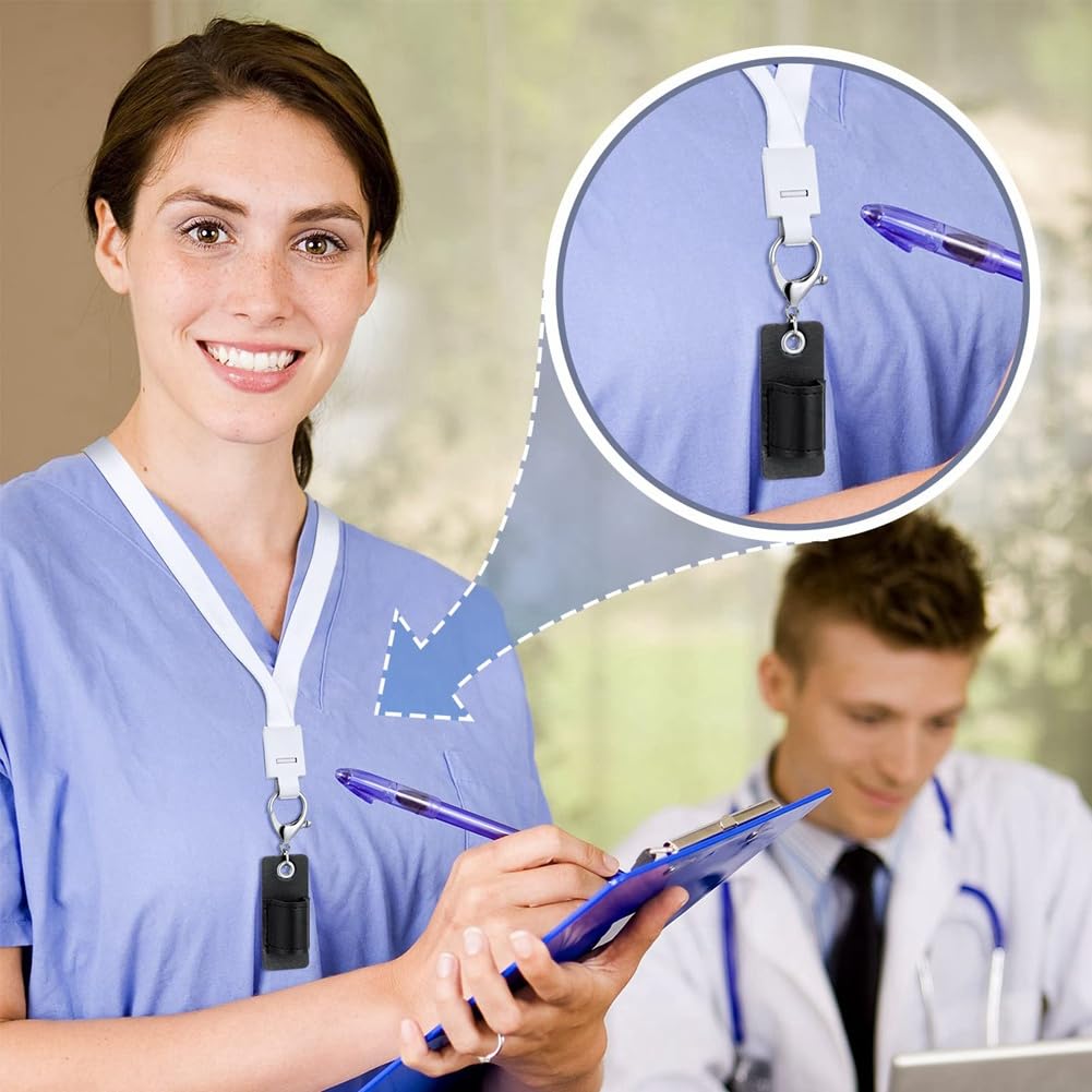 Lot Porte-stylos Couleur Multiple Porte-stylos Anti-perte Avec Cordon - Lot De 4 Couleurs - Cuir Synthétique - Pour étudiants, Infirmières, Bureau Porte -stylo Vêtement