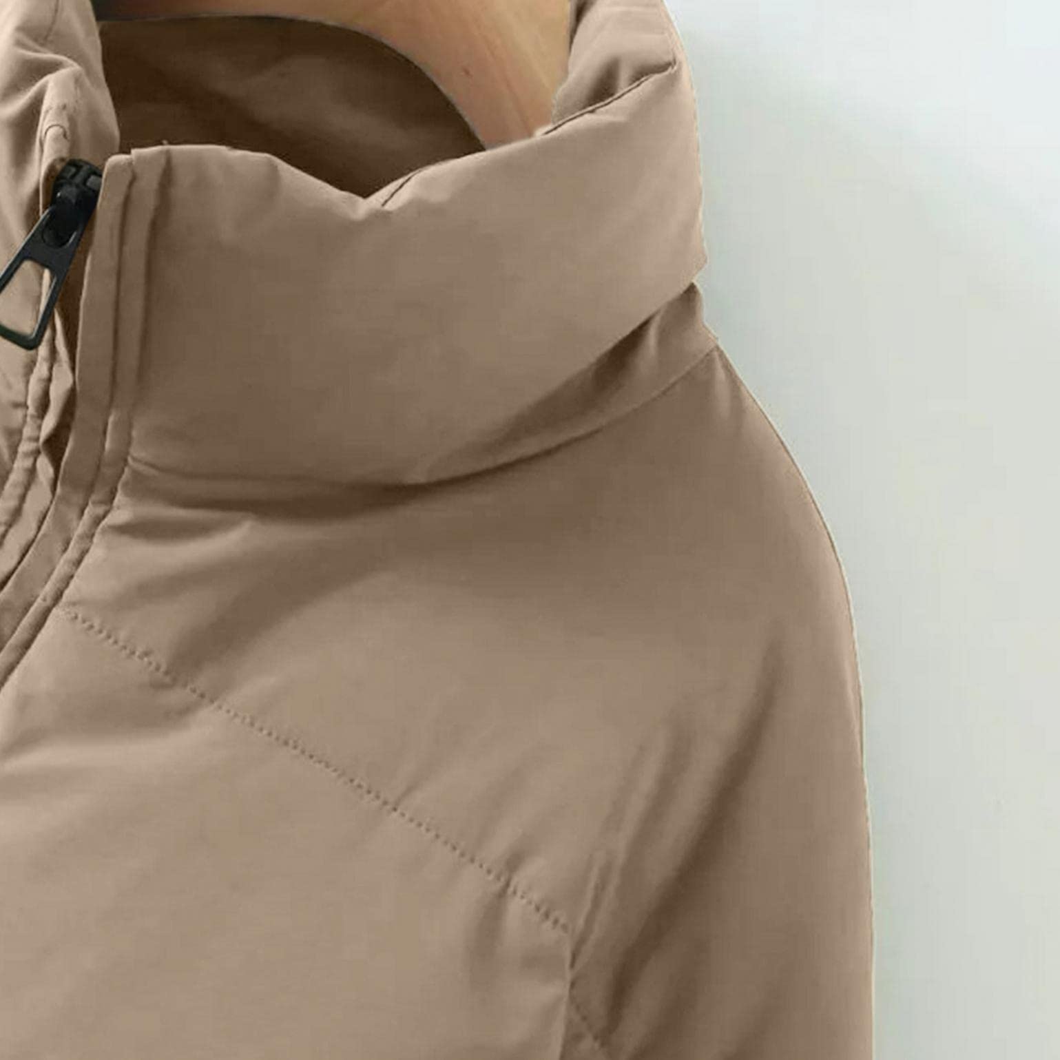 Piumino da donna, leggero, invernale, caldo, con chiusura lampo, per il tempo libero, traspirante, antivento, giacca trapuntata, giacca softshell, cachi, M